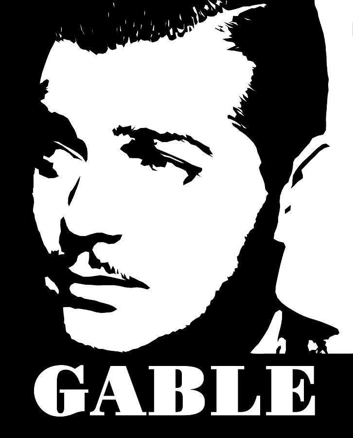 Celebrity Digital Art - Clark Gable Black and White Pop Art by David G Paul