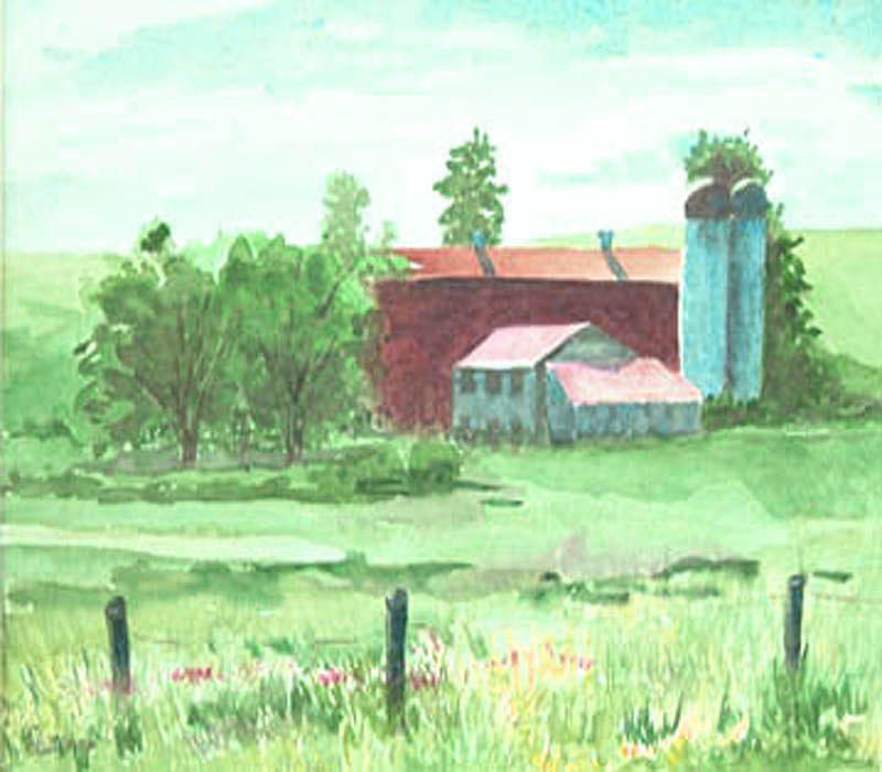 Clarkes Barn Painting by Christine Lathrop