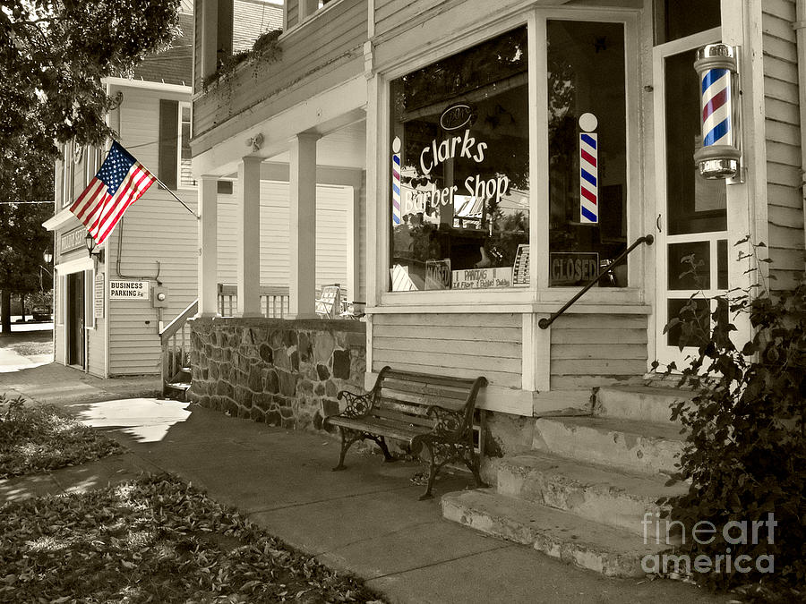 Clarks Barber Shop with Stars and Stipes Photograph by Tom Brickhouse