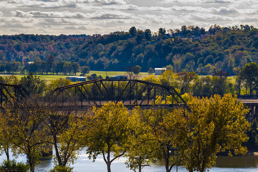 Fall Photograph - Clarksville Railroad Bridge by Ed Gleichman