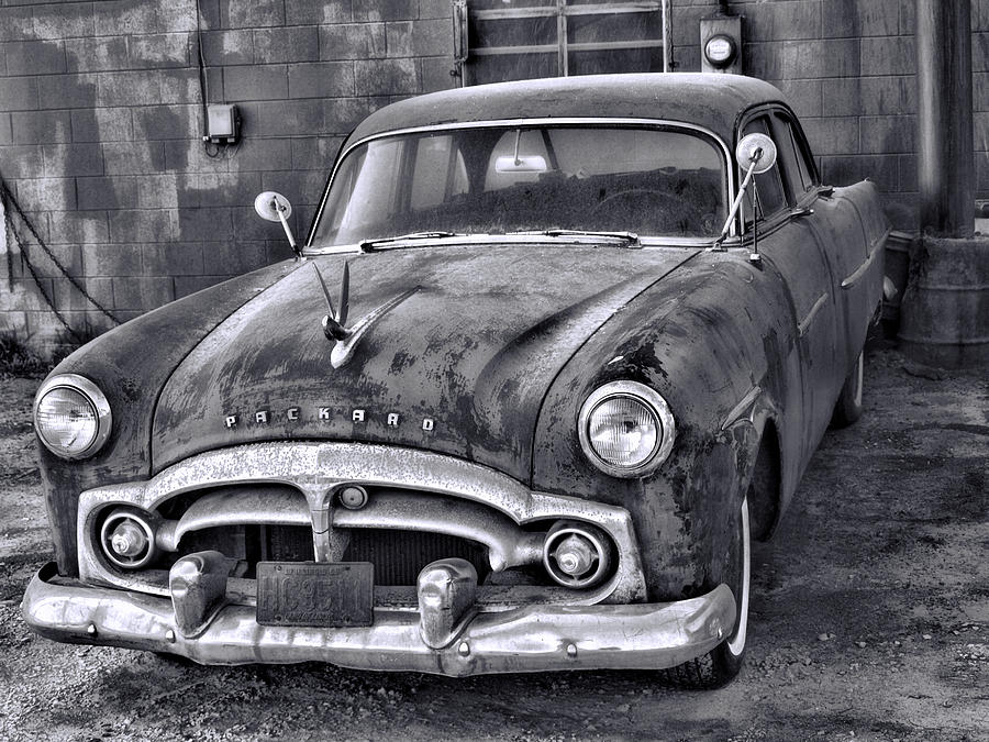 Car Photograph - Classic 1956 Packard-black And White by Tom Druin