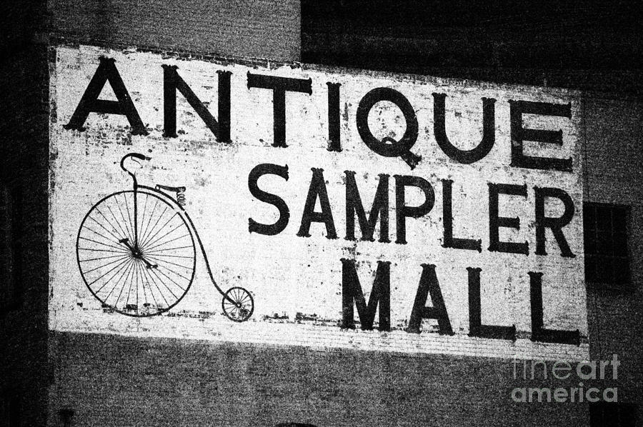 Classic Americana Brick Wall Advertisement Sign Film Grain Black and White Photograph by Shawn OBrien