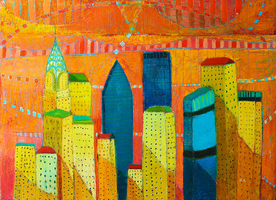 New York City Painting - classic an modern new york city with Chrysler by Habib Ayat