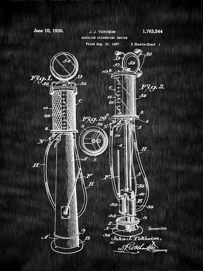Classic - Automotive - 1930 Gas Pump Patent Digital Art by Barry Jones