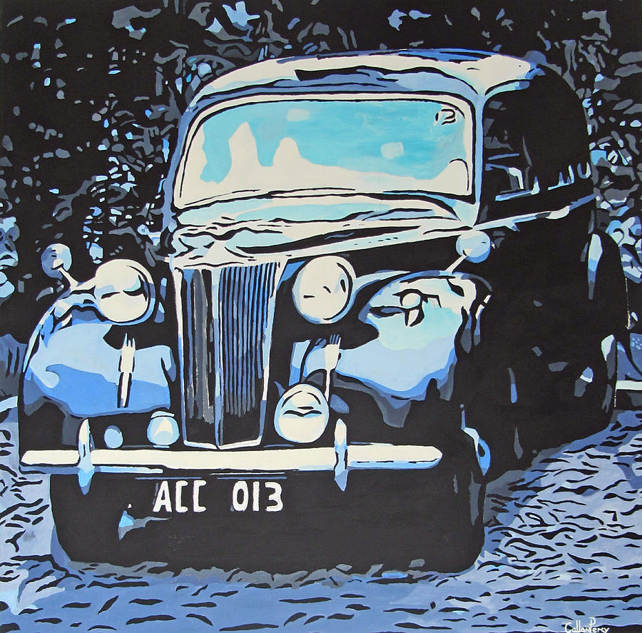 Classic Car Painting - Classic Blu Automobile by Callan Art