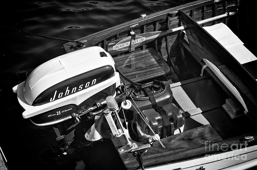 Classic boat in black and white Photograph by Les Palenik