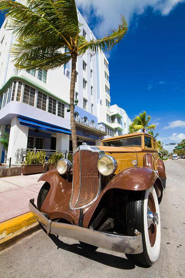 Miami Photograph - Classic car Miami Art Deco District by Mr Bennett Kent
