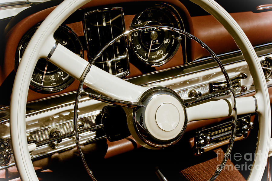 Classic Car Steering Wheel and Dash Photograph by Simon Owler - Fine ...