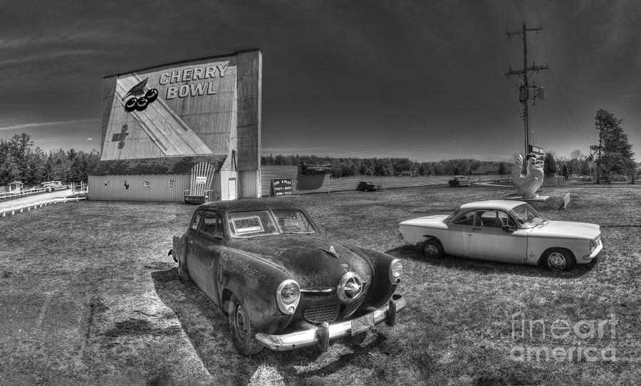 Car Photograph - Classic Cars in Front of Drive-In by Twenty Two North Photography