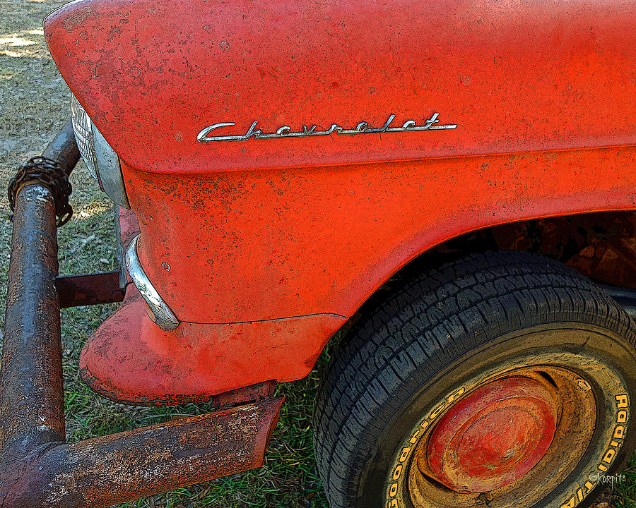 Classic Chevy Old Rusty Red Chevrolet Car Photograph by Rebecca Korpita