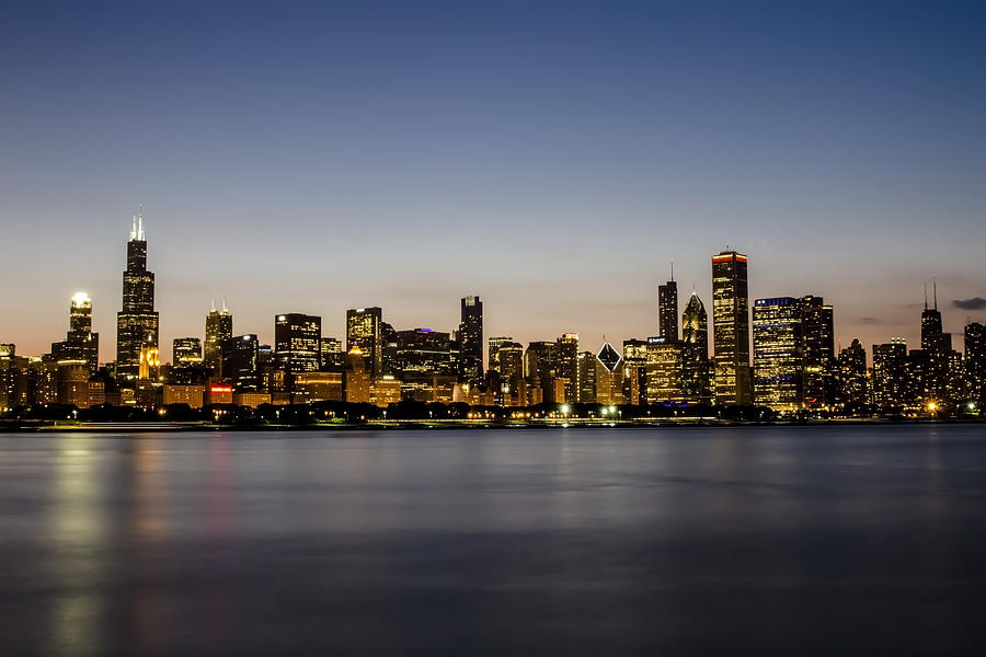 Classic Chicago skyline at dusk Photograph by Sven Brogren