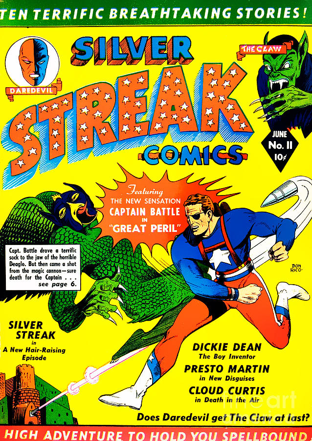 Classic Comic Book Cover - Silver Streak Comics Captain Battle - 0250 Photograph by Wingsdomain Art and Photography