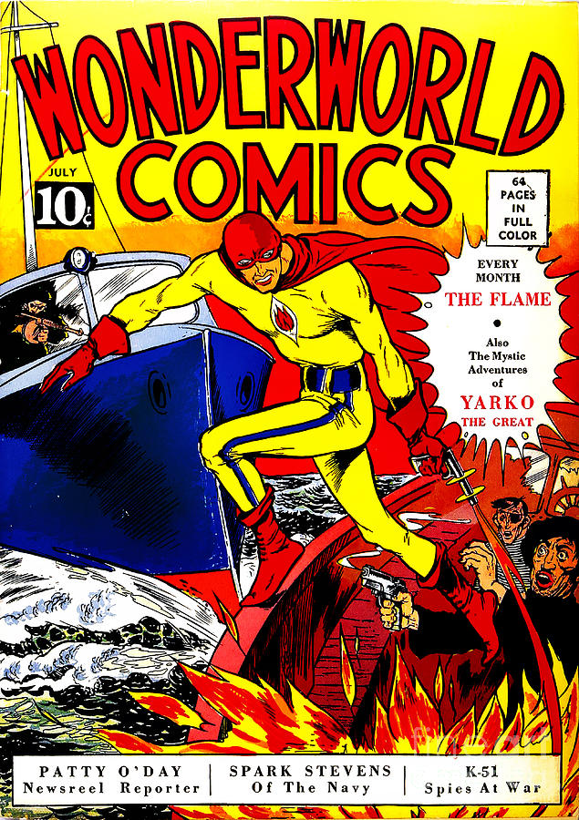 Classic Comic Book Cover - Wonderworld Comics The Flame - 1028 Photograph by Wingsdomain Art and Photography