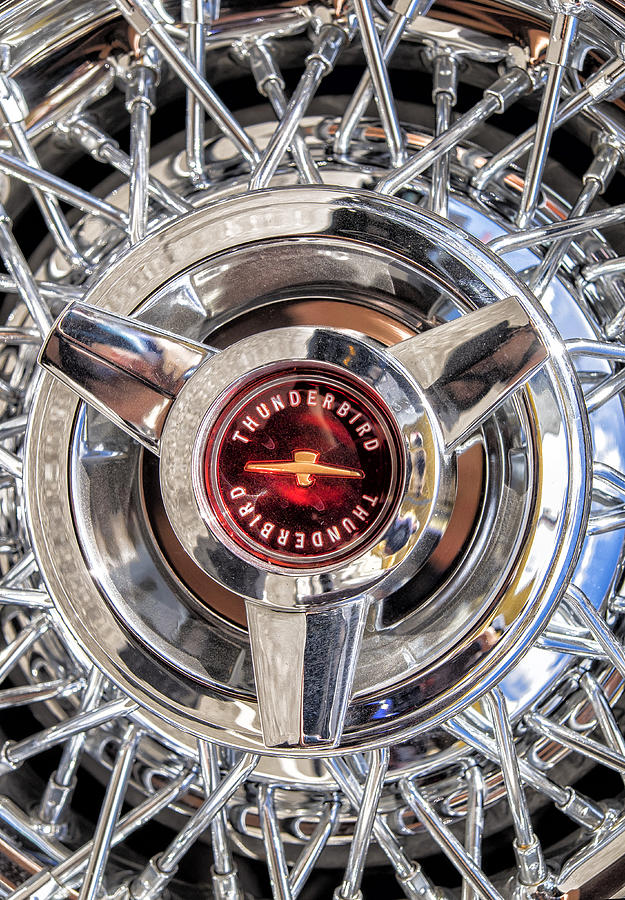 Classic Car Photograph - Classic Ford Thunderbird Wire Wheel Detail by Russ Dixon