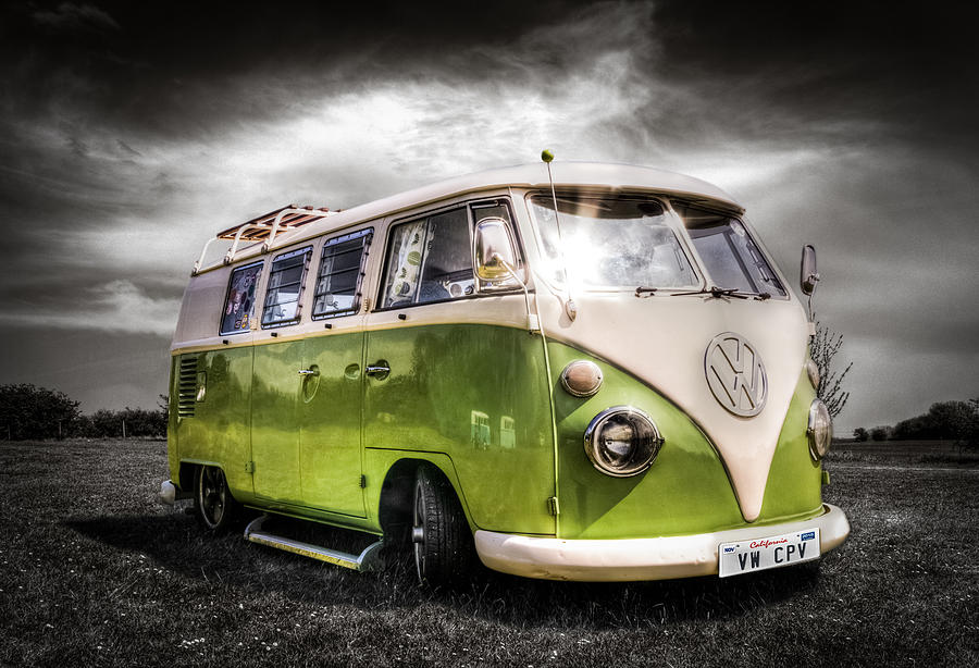 Vw Photograph - Classic green VW Campavan by Ian Hufton