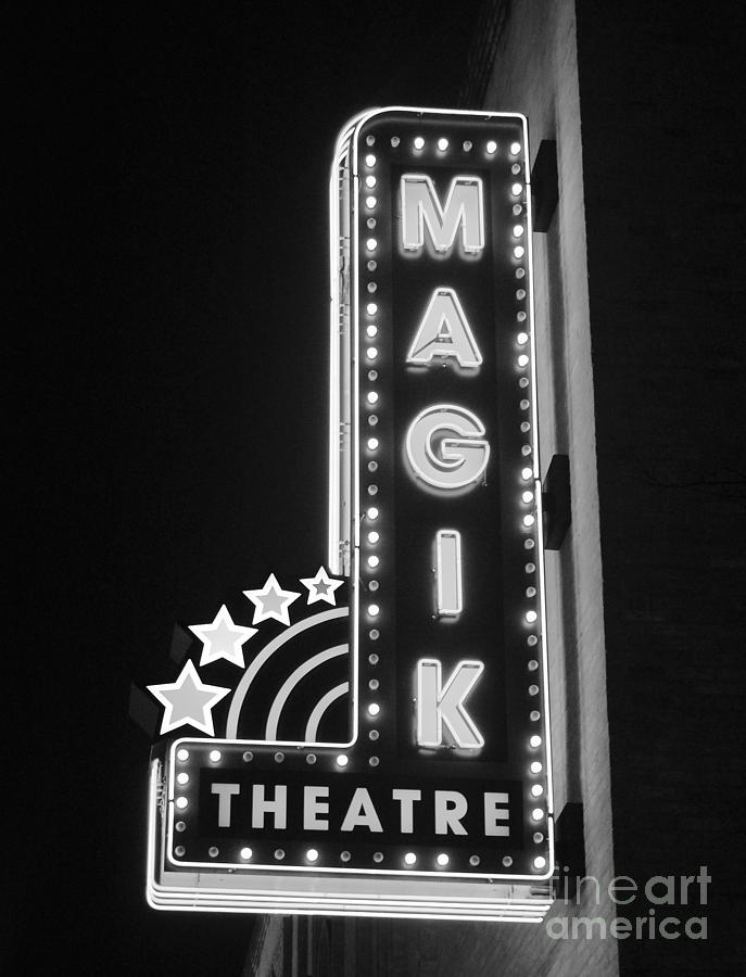 Classic Movie Theater Marquee Americana San Antonio Texas Black and White Photograph by Shawn OBrien