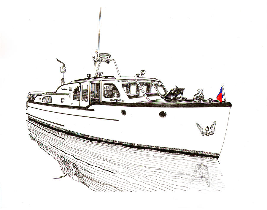 Classic Northwest Yacht Drawing by Jack Pumphrey