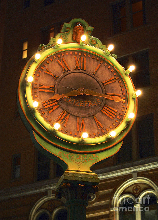 Classic Nostalgic Americana Clock Downtown San Antonio Film Grain Digital Art Digital Art by Shawn OBrien