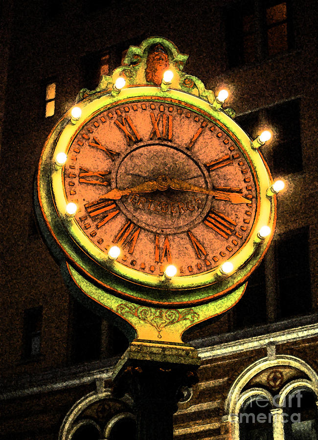 Classic Nostalgic Americana Clock Downtown San Antonio Fresco Digital Art Digital Art by Shawn OBrien