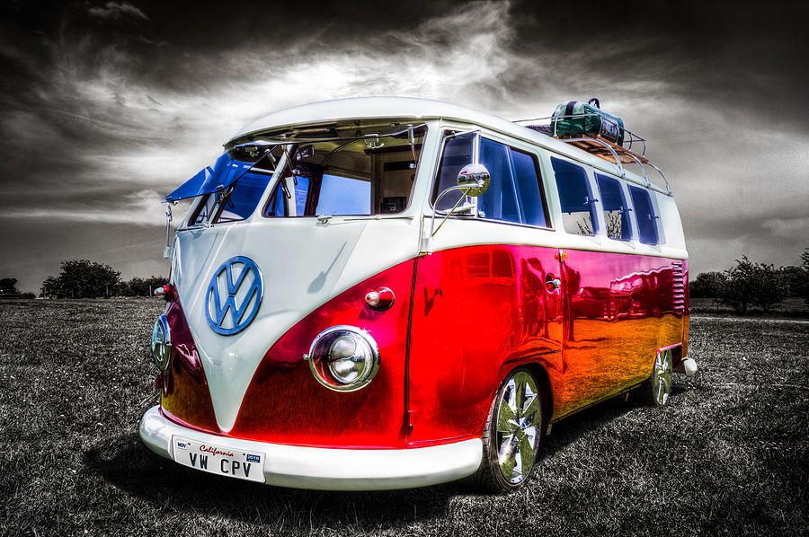 Vw Photograph - Classic red VW Campavan by Ian Hufton