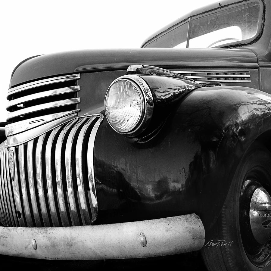 Classic Truck Grill black and white photograph Photograph by Ann Powell