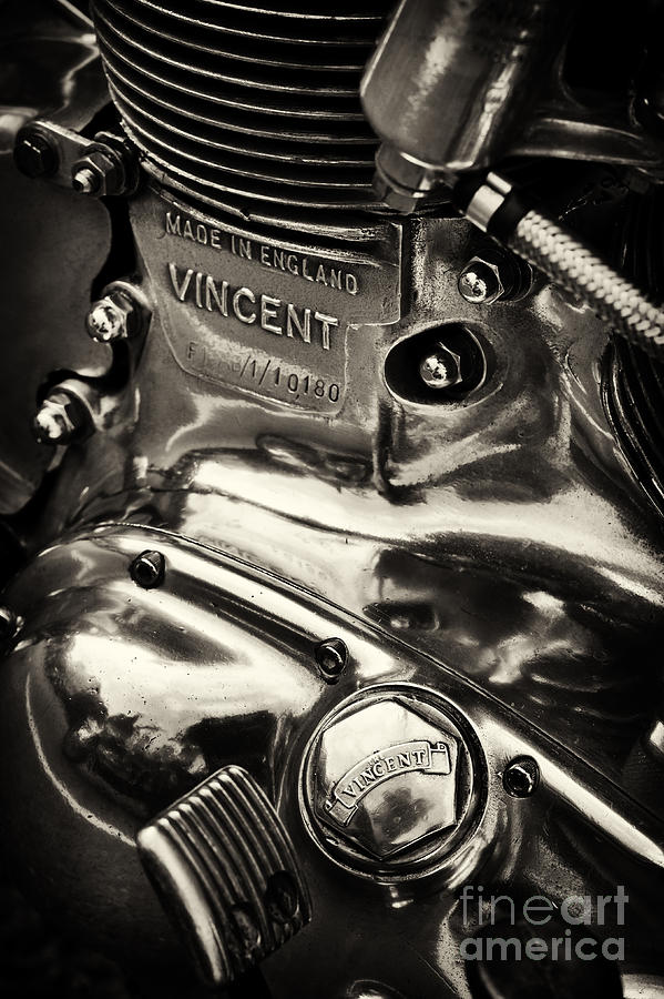 Classic Vincent Engine Sepia Photograph by Tim Gainey