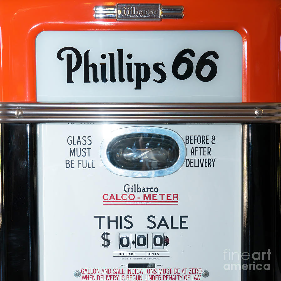 Classic Vintage Gilbarco Phillips 66 Gas Pump DSC02751 sq Photograph by Wingsdomain Art and Photography