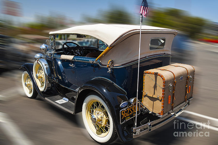 Classic Vintage Shiny 1931 Ford Model A Convertible Car Photograph