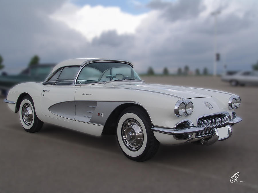 Classic White Corvette Photograph
