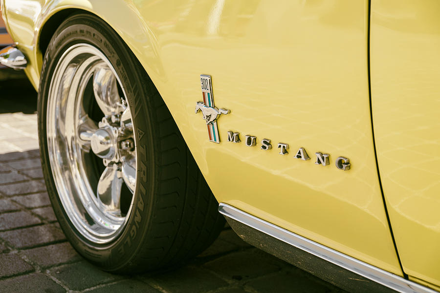 Classic Car Photograph - Classic Yellow Ford Mustang by Russ Dixon