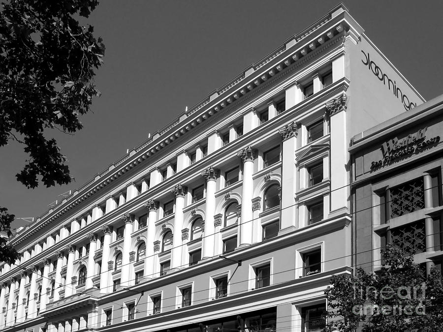 Classical Architecture - Bloomingdales San Francisco BW Photograph by Connie Fox