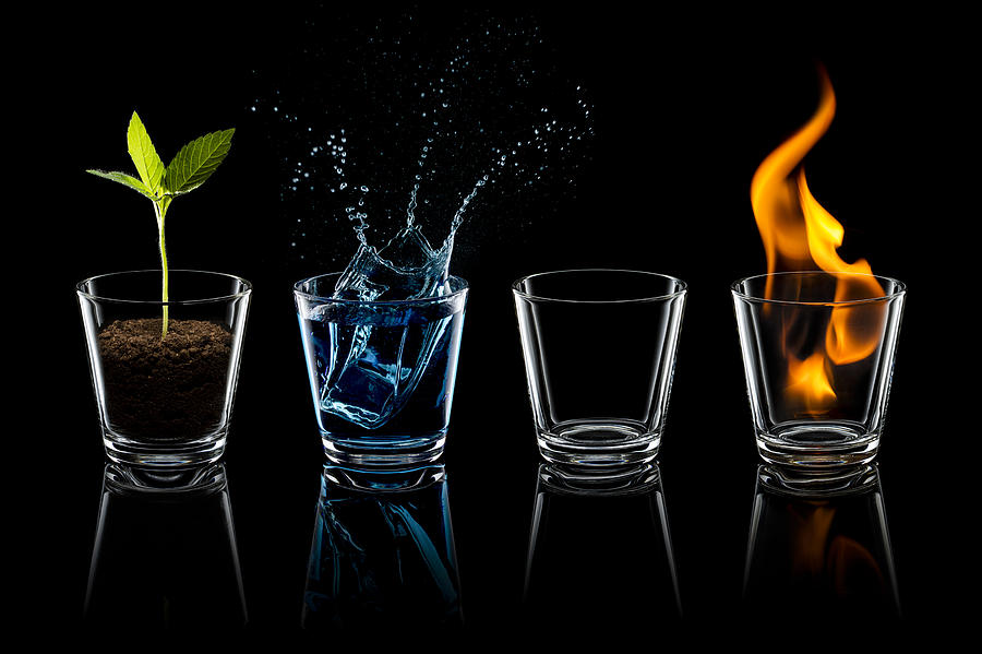 Classical element - Earth Water Air Fire Glass Four Photograph by ThomasVogel