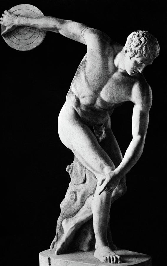 Vertical Photograph - Classical Nude Figure Discus Thrower by Vintage Images Vertical Photograph - Classical Nude Figure Discus Thrower by Vintage Images