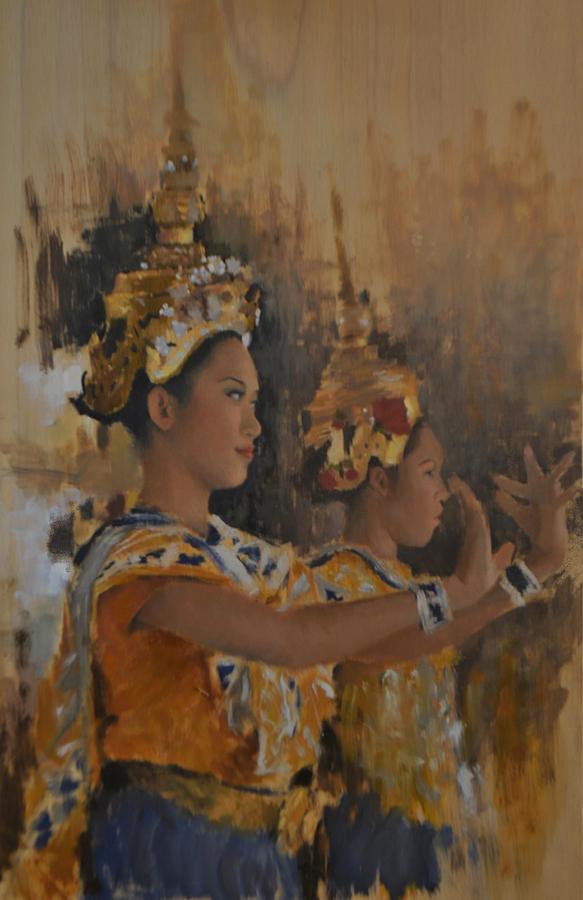 Thailand Painting - Classical Thai Dancers by Phil Couture