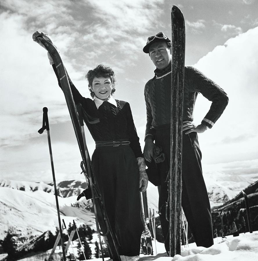 Claudette Colbert And Ronald Balcolm Posing Photograph by Toni Frissell