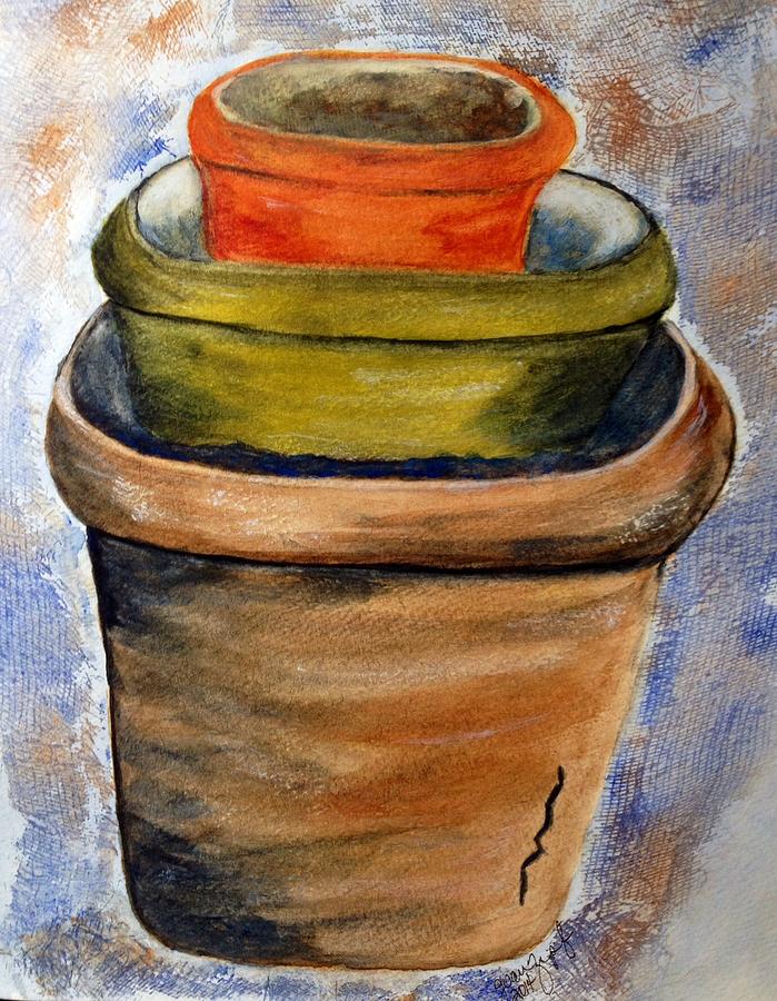 Clay Pots Painting by Joan Zepf