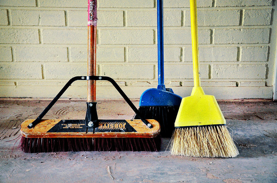 Broom Photograph - Clean Sweep Brooms Cleanup Crew by Rebecca Brittain
