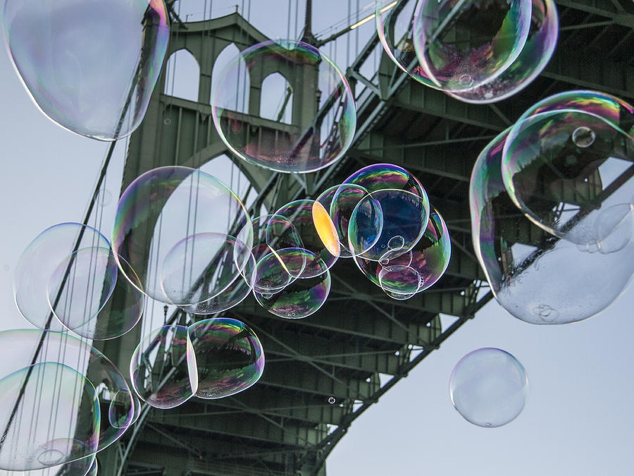 Bridge Photograph - Cleaning the Bridge with Bubbles by Jean Noren