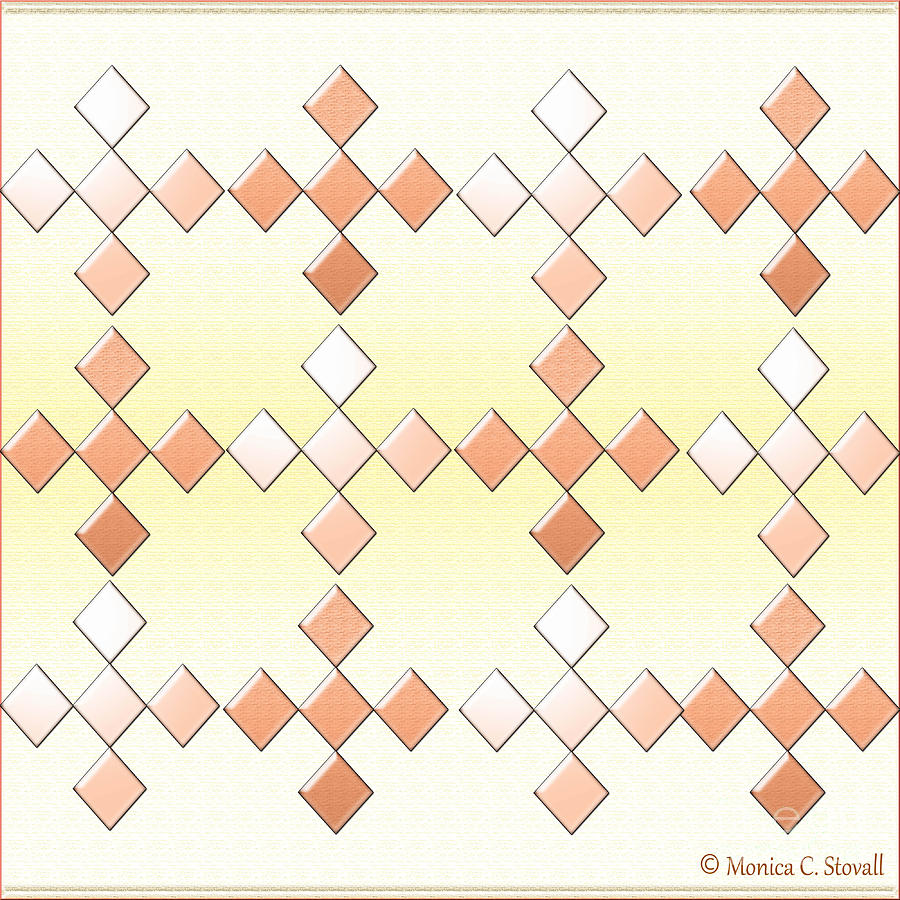 Clear and Gradient Tan Diamonds on White and Pale Yellow Design Digital Art by Monica C Stovall