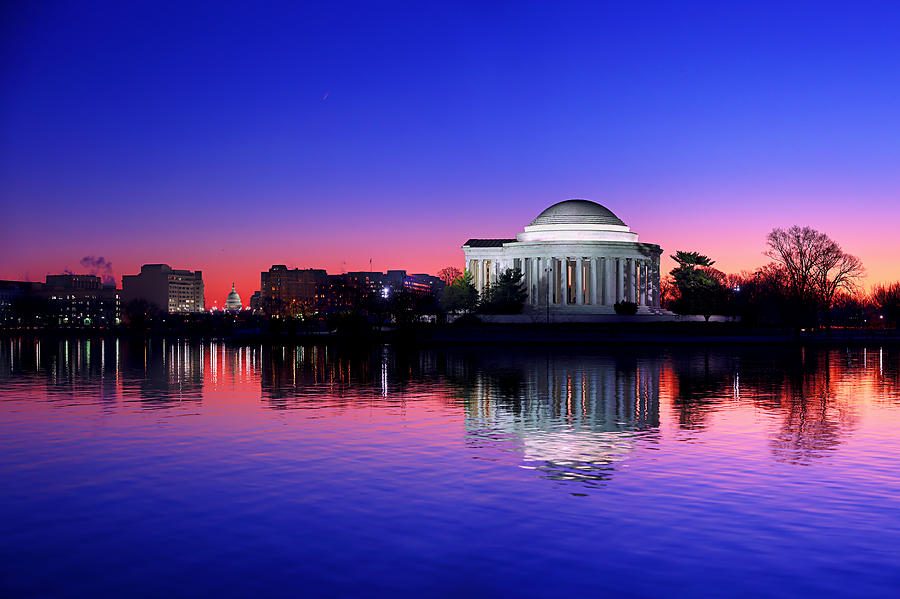 Mirror Photograph - Clear Blue Morning At The Jefferson Memorial by Metro DC Photography