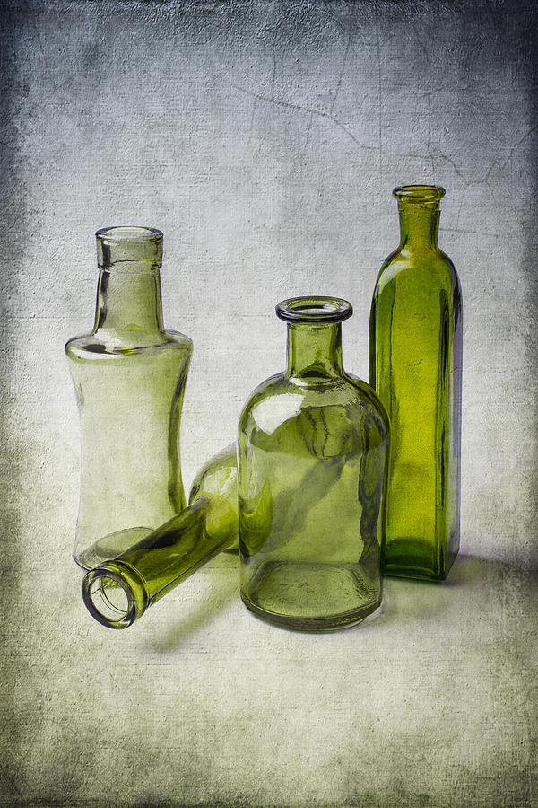 Bottle Photograph - Clear Green Bottles by Garry Gay