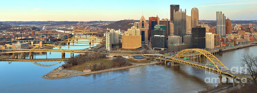 Clear Skies Over Pittsburgh Panorama Photograph by Adam Jewell