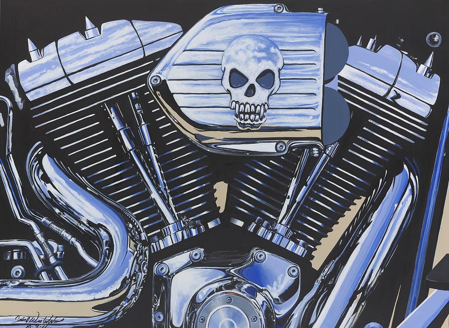 Harley Davidson Motorcycle Painting - Clear to partly cloudy by John Westerhold