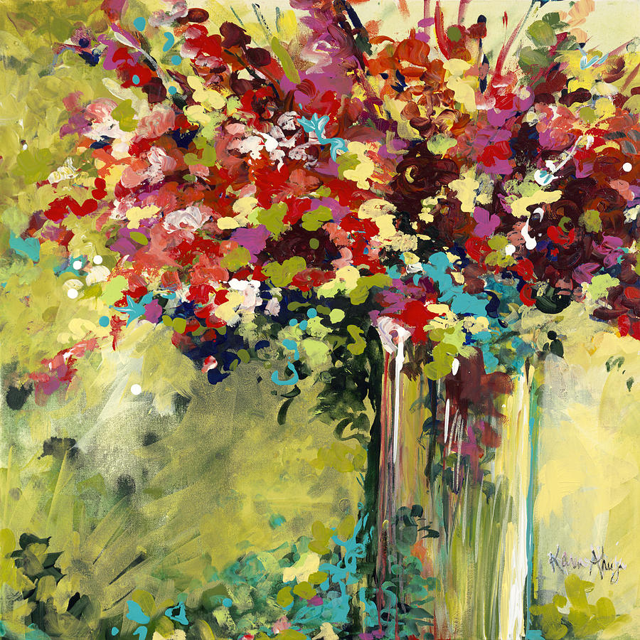 Clear Vase with Flowers Painting by Karen Ahuja