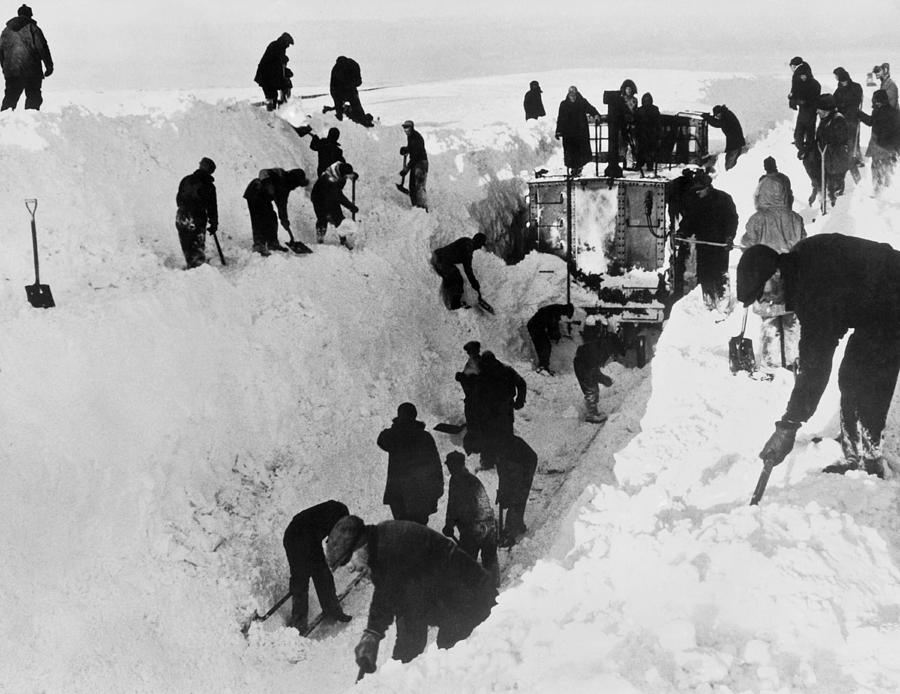 Clearing Snow For Trains Photograph by Underwood Archives