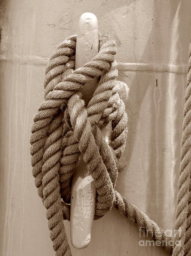 Cleat Photograph - Cleat And Line On Us Coast Guard Cutter Eagle In Portland Maine by Christine Stack Cleat Photograph - Cleat And Line On Us Coast Guard Cutter Eagle In Portland Maine by Christine Stack