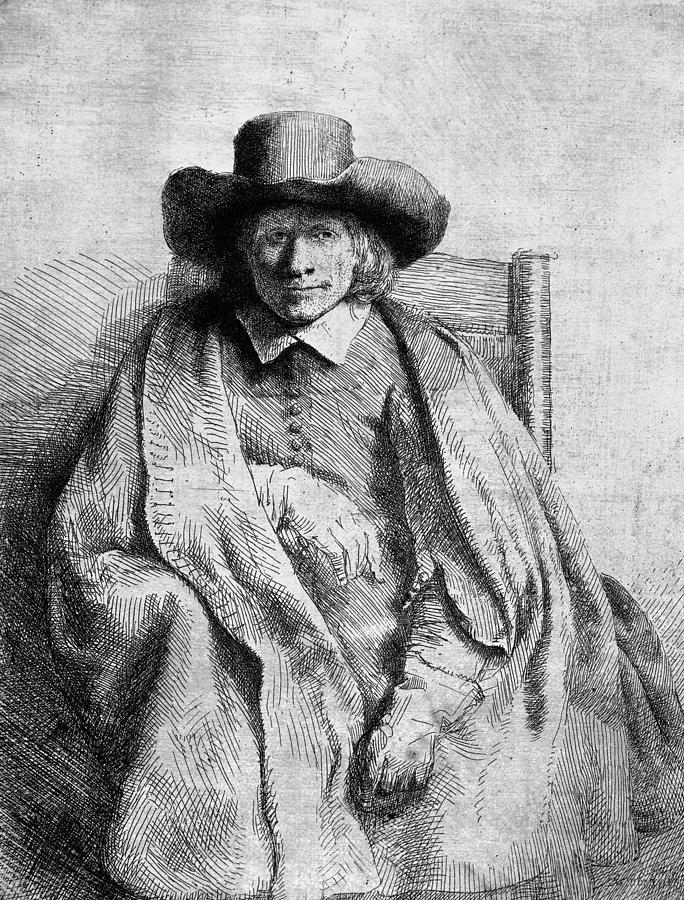 Rembrandt Van Rijn Drawing - Clement De Jonghe by Celestial Images