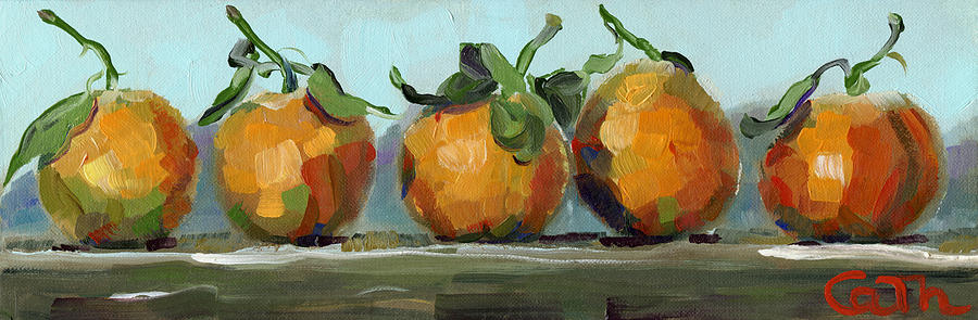 Still Life Painting - Clementines In A Row by Catherine Considine