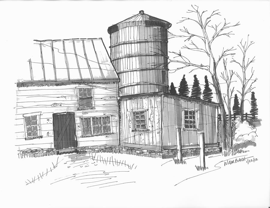 Clermont Barn 1 Drawing by Richard Wambach