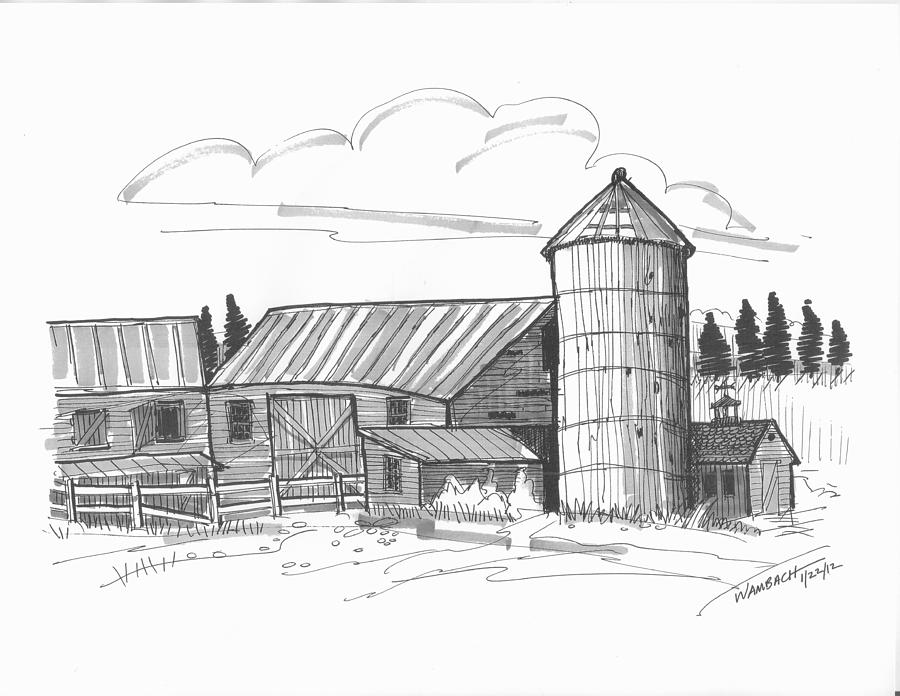 Clermont Barn 2 Drawing by Richard Wambach